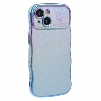 For iPhone 15 Etui Krøllete Form Kjærlighetshjerte TPU Telefondeksel Iriserende Gradient