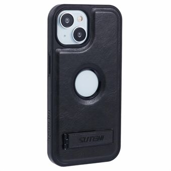 SUTENI G2 For iPhone 15 Magnetisk Etui Lær Telefon Bakdeksel Vokslignende Tekstur Stativ