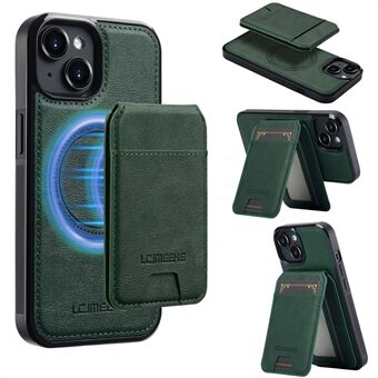 LC.IMEEKE L3 for iPhone 15 Magnetisk Etui Avtakbar Kortholder Lær+TPU Mobildeksel