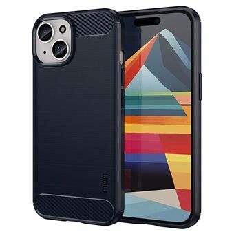 MOFI JK TPU-serie 1 Carbon Fiber Texture TPU-etui for iPhone 15, børstet ripebestandig telefondeksel