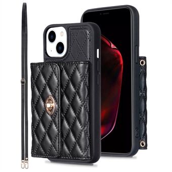 For iPhone 15 PU-lær + TPU Støttefutteral Kortholder Spor Støtsikker Telefonveske