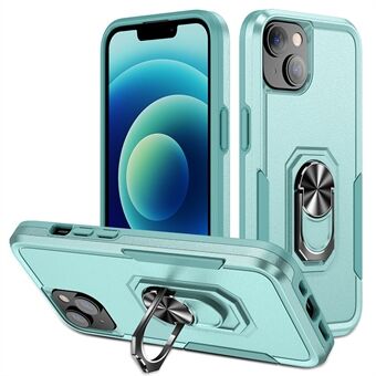 For iPhone 15 PC+TPU Støtsikker Deksel Anti-fall Telefonveske med Ringstativ