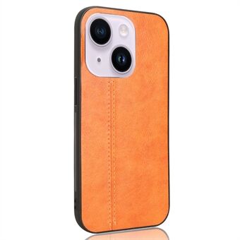 For iPhone 15 PU-lær + PC + TPU anti-fall-etui med søm linjedesign mobildeksel