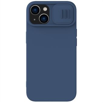 NILLKIN for iPhone 15 flytende silikon + PC-deksel med skyvekamera-lokk, telefonveske kompatibel med MagSafe.