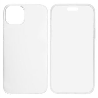 For iPhone 15 klar case med TPU-ramme + akrylbakside + PET-skjermbeskytter telefondeksel