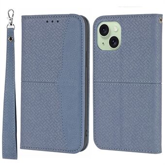 For iPhone 15-etui - støtsikkert lommebok-veske i skinn med stativ og stropp