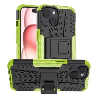 For iPhone 15 Dekkmønster Telefon Etui Støtteben PC+TPU Støtabsorberende Telefonbeskyttelse