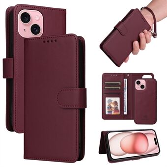 BETOPNICE 005 For iPhone 15-etui Avtakbart mobiltelefon skinnveske med håndleddsrem