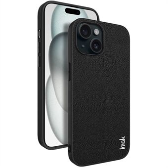 IMAK LX-5 Serie for iPhone 15-dekselet med PU-skinnbelagt PC+TPU-mobiltelefondeksel.