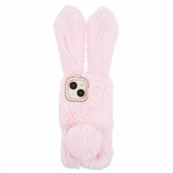 For iPhone 15 Fluffy Bunny Ear-etui Fleksibelt TPU-beskyttende telefondeksel