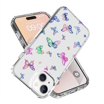 For iPhone 15 Deksel Stilig Laser Mønster PC + TPU Ripebeskyttende Telefonomslag