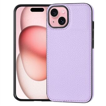 For iPhone 15 etui Anti-fall Litchi teksturert PU-skinn + TPU telefonbeskyttelse