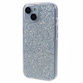 DFANS for iPhone 15 Case Slim-Fit Glitter PC+TPU Telefonbakbeskytter - Sølv