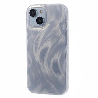 For iPhone 15 deksel Motstandsdyktig TPU + akryl Laser IMD telefonbaksidebeskyttelse