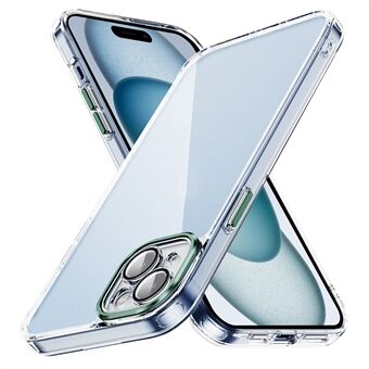 YSM for iPhone 15-dekselet, med klart og nøyaktig kutt for linser, telefonens bakre beskytter med metalllinsedeksel.