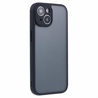 For iPhone 15-deksel Matte 2-i-1 TPU+PC-telefonskall - Transparent Svart