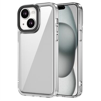 For iPhone 15-deksel gjennomsiktig PC-bakside TPU-støtfanger beskyttende telefondeksel