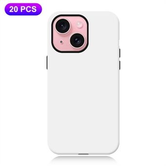 20 stk / pakke til iPhone 15 TPU+PC-etui 3D sublimeringsreservasjon blank glanset telefondeksel