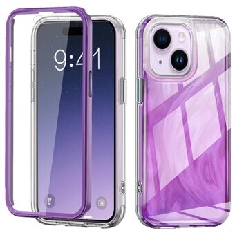 For iPhone 15-deksel med innebygd PET-film Fjærmønster PC+TPU-telefondeksel