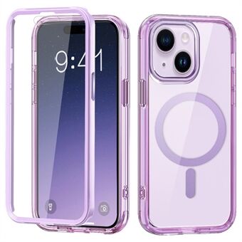 For iPhone 15 Magnetisk Etui PC+TPU+PET Full Beskyttelse Gjennomsiktig Telefondeksel