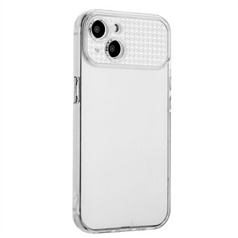 For iPhone 15-etui, ripesikkert TPU-etui med rhinestone-dekor og gjennomsiktig bakside