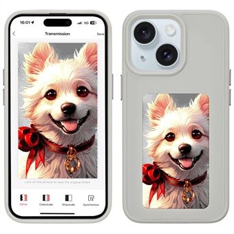 INKZONE tilfelle for iPhone 15, PC+TPU, 4-farge E Ink tilfelle, smart bilde bakprojeksjon, DIY telefondeksel.