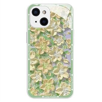 For iPhone 15-etui Oljemaleri blomstermønster Telefonbakdeksel