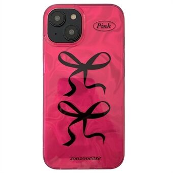 For iPhone 15 TPU-etui IMD Sløyfemønster Mobiltelefondeksel Engros - Rose