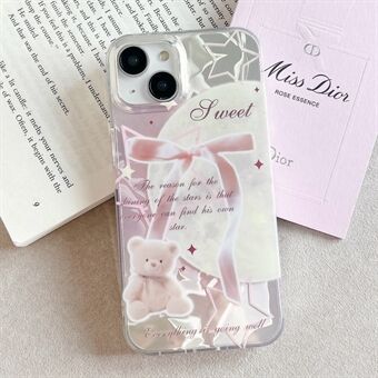 For iPhone 15 TPU-etui med mønstertrykkende lasereffekt, mykt TPU-telefondeksel.