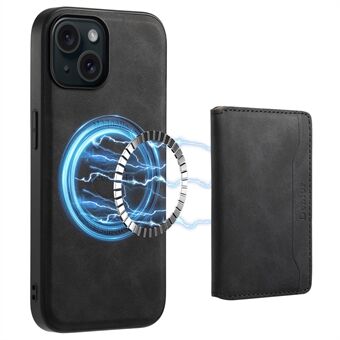 DENIOR D13 For iPhone 15 Etui PC + TPU + PU Lær Telefondeksel med Avtakbar Magnetisk Kortholder