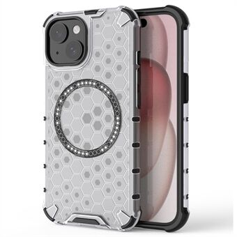 For iPhone 15-deksel Honeycomb Design Magnetisk TPU+PC-telefondeksel