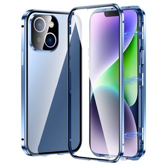 For iPhone 15 Plus Straight Edge Phone Case Double Sides Tempered Glass Metal Frame Magnetic Cover with Buckle

Til iPhone 15 Plus Straight Edge Mobildekselet Dobbeltsidig herdet glass Metallramme Magnetisk deksel med spenne