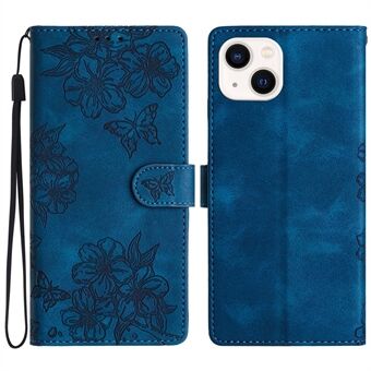 For iPhone 15 Plus PU Lærtelefonveske Skin-Touch Følelse Trykket Mønster Lommebok-telefondeksel