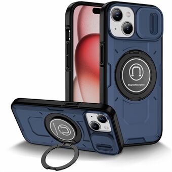 For iPhone 15 Plus-etui TPU+PC Camshield med roterende ringstativ telefondeksel