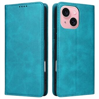 For iPhone 15 Plus / 14 Plus Etui RFID-blokkerende PU skinn lommebok stativ deksel