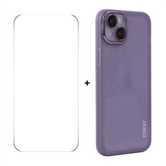 For iPhone 15 Plus ENKAY HAT PRINCE Deksel Matt TPU Telefondeksel med Linsefilm + 9H Glassbeskytter