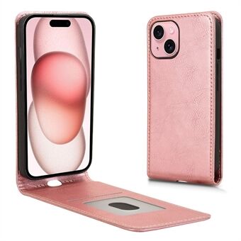 For iPhone 15 Plus Etui med Kortlomme Magnetisk Vertikal Flip Lærdeksel