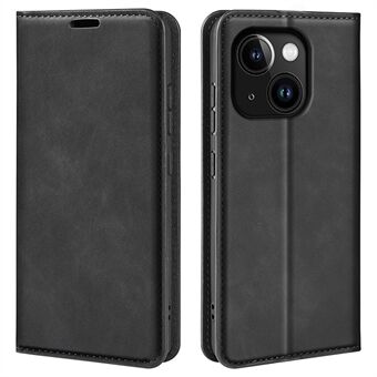 For iPhone 15 Plus Støtsikker PU-lær Lommebok Flip Etui Skin-touch Stativ Deksel.