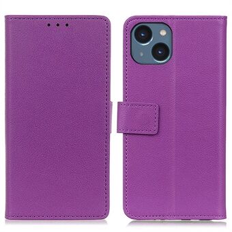 For iPhone 15 Plus Støtsikker lommeboktelefonveske, PU-skinn, TPU-indre skall, stativ, flip-omslag