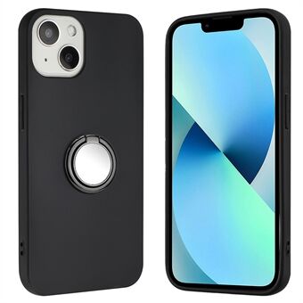 Matte TPU-etui for iPhone 15 Plus, speilaktig ring-kikkerstativ telefonveske, ripesikker mobildeksel.