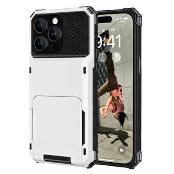 For iPhone 15 Plus Flip-kortholder telefonveske TPU+PC støtsikker bakdeksel