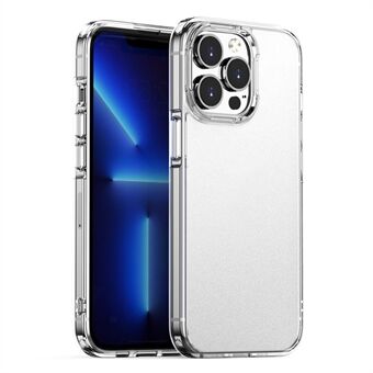 For iPhone 15 Plus Gjennomsiktig Matt Telefondeksel, Anti-fingerprint PC+TPU Hybrid Beskyttelsesveske.