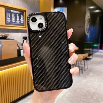 For iPhone 15 Plus Carbon Fiber Tekstur Telefon Etui PC+TPU Støtsikker Telefon Deksel