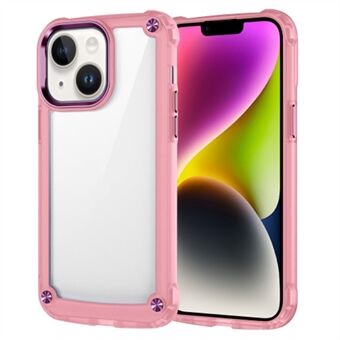 For iPhone 15 Plus legeringsramme objektivbeskyttende deksel mot riper PC+TPU transparent telefonveske.