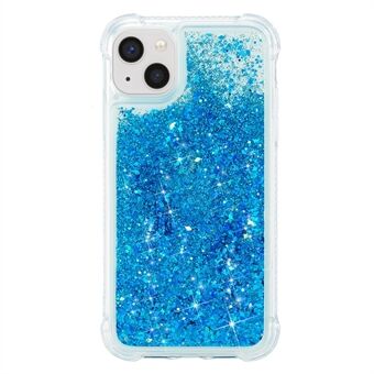 For iPhone 15 Plus Glitter Quicksand Beskyttende Etui Transparent TPU Telefonbakdeksel.