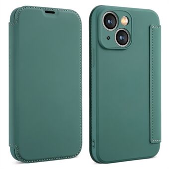 Skin-touch Covers for iPhone 15 Plus, Kortholder Støtteben Væske Silikonbeskyttende Etui.