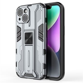 For iPhone 15 Plus Telefon Deksel Hardt PC + Myk TPU Anti-drop Baklokk med Støtteben