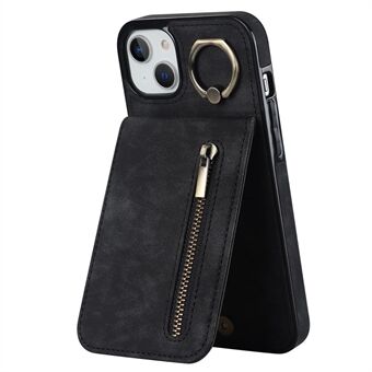 Bakre skall for iPhone 15 Plus, Telefonveske RFID-blokkerende lommebok Retro PU+TPU støttefodral