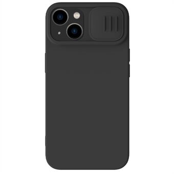 NILLKIN for iPhone 15 Plus PC + flytende silikonveske. Ripesikker telefondeksel med skyvelokk for kamera.