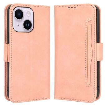 For iPhone 15 Plus-etui i PU-skinn med lommebok og stativ, mobiltelefonbeskyttelse.